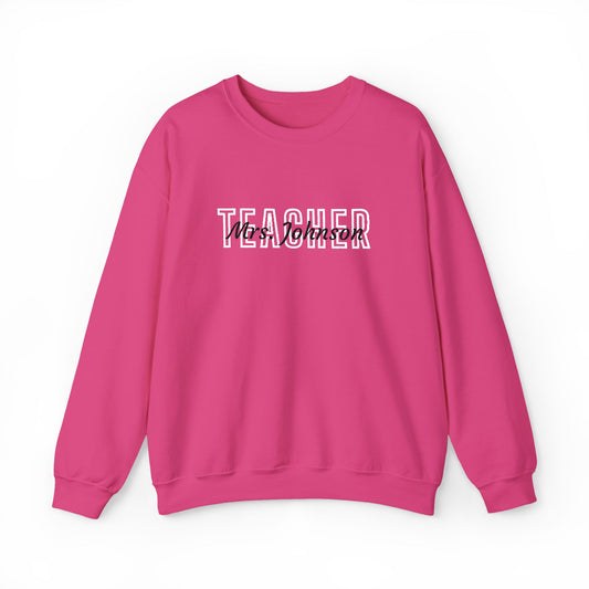 Personalized TEACHER Collegiate Crewneck | Custom Name Embroidered Sweatshirt