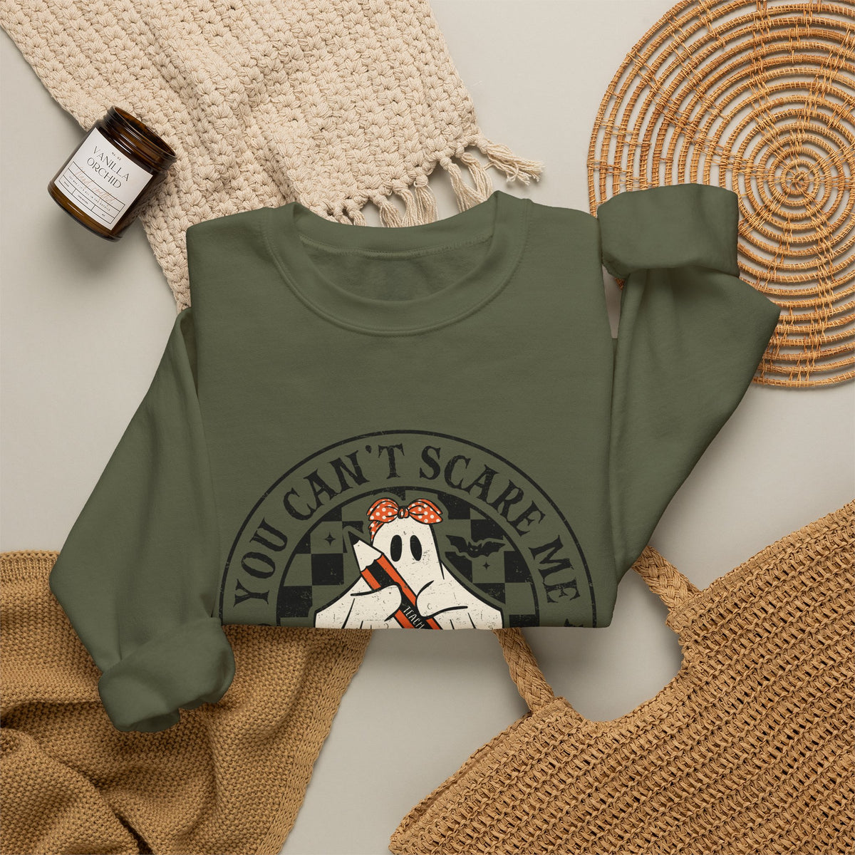 You Can't Scare Me I Teach High School Sweatshirt — Teacher Halloween Crewneck