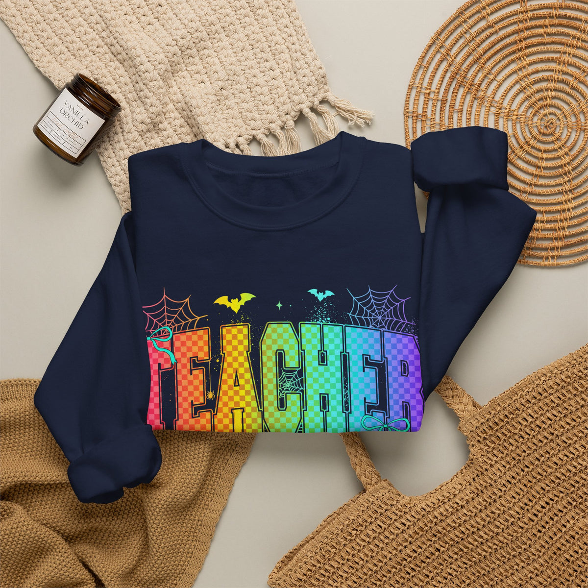 Teacher Rainbow Halloween Crewneck Sweatshirt
