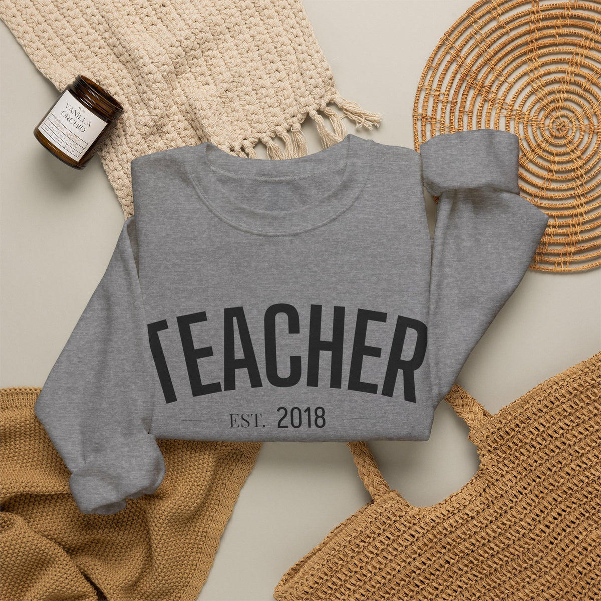Personalized Teacher EST. Year Crewneck | Custom Teacher Sweatshirt