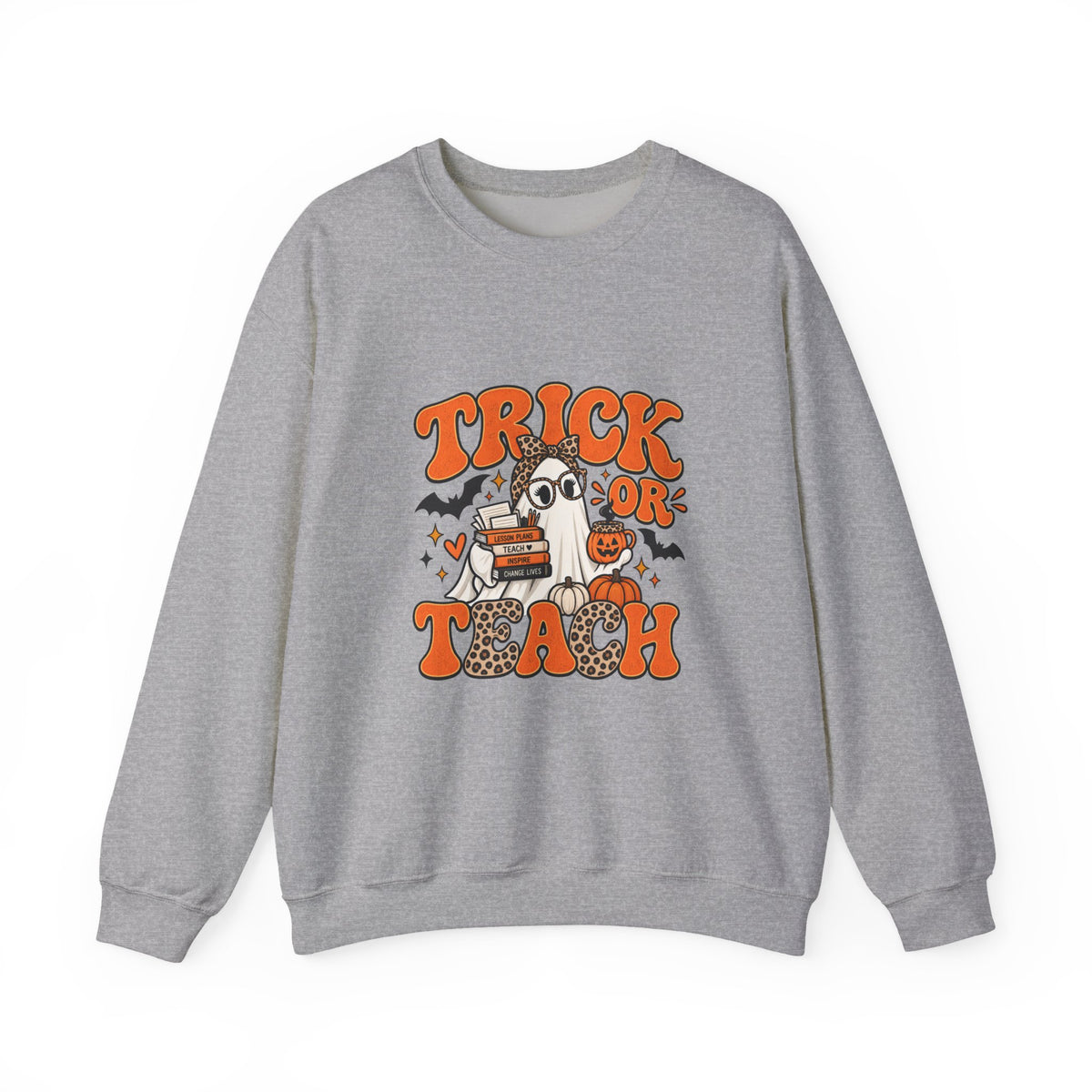 Trick or Teach Halloween Teacher Crewneck | Retro Ghost Sweatshirt