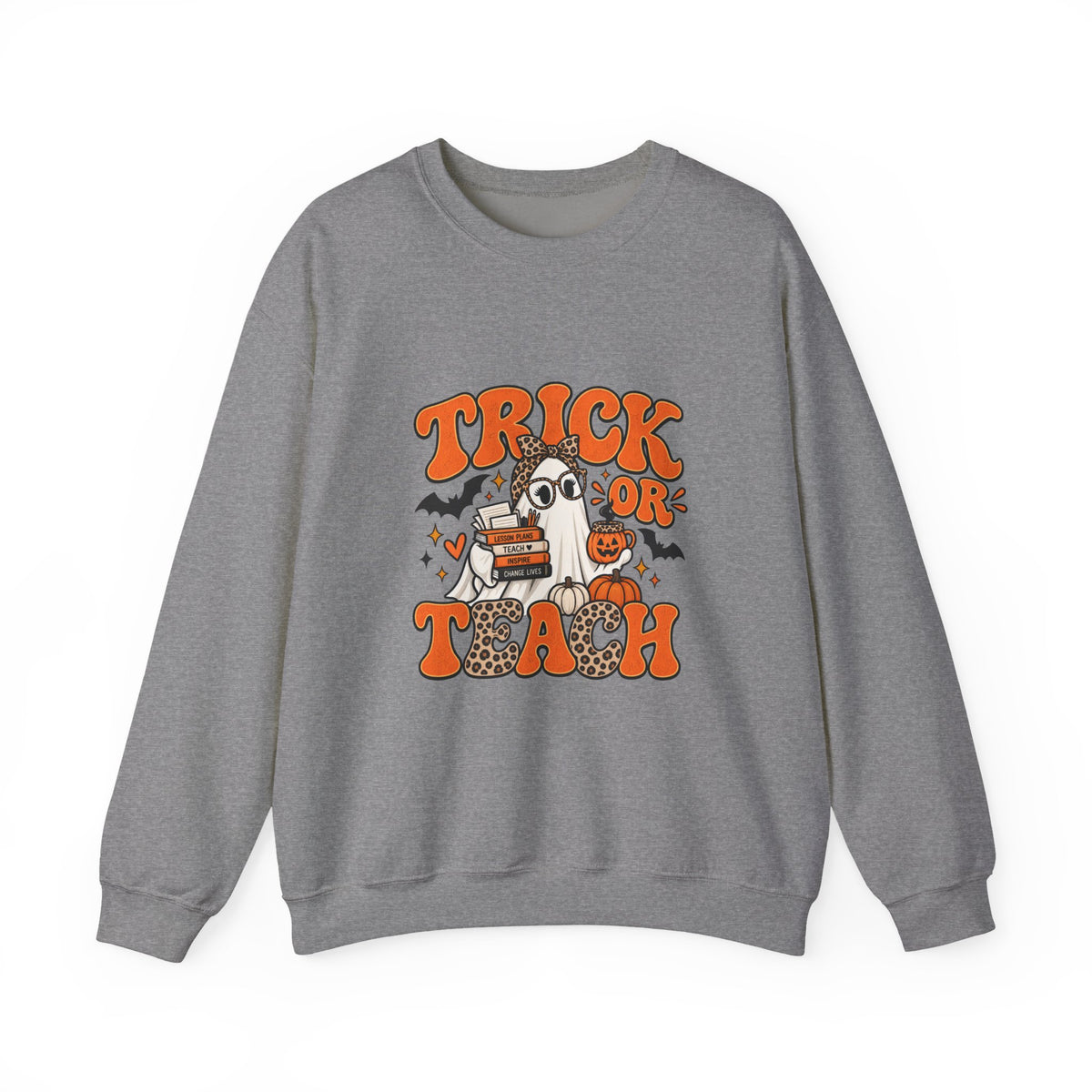 Trick or Teach Halloween Teacher Crewneck | Retro Ghost Sweatshirt