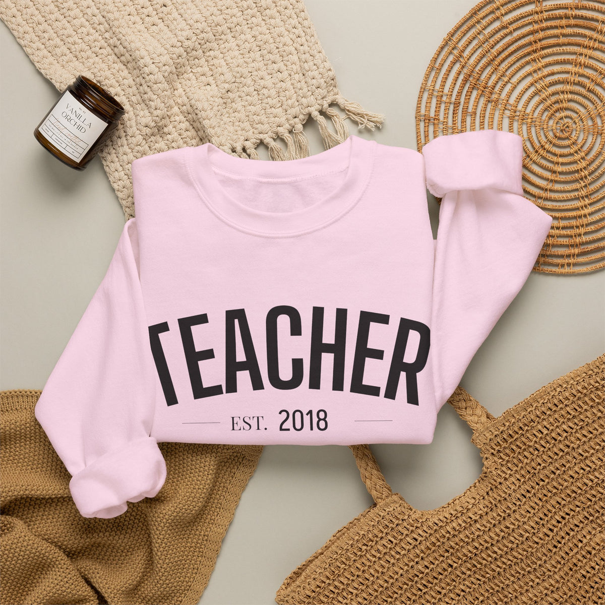 Personalized Teacher EST. Year Crewneck | Custom Teacher Sweatshirt