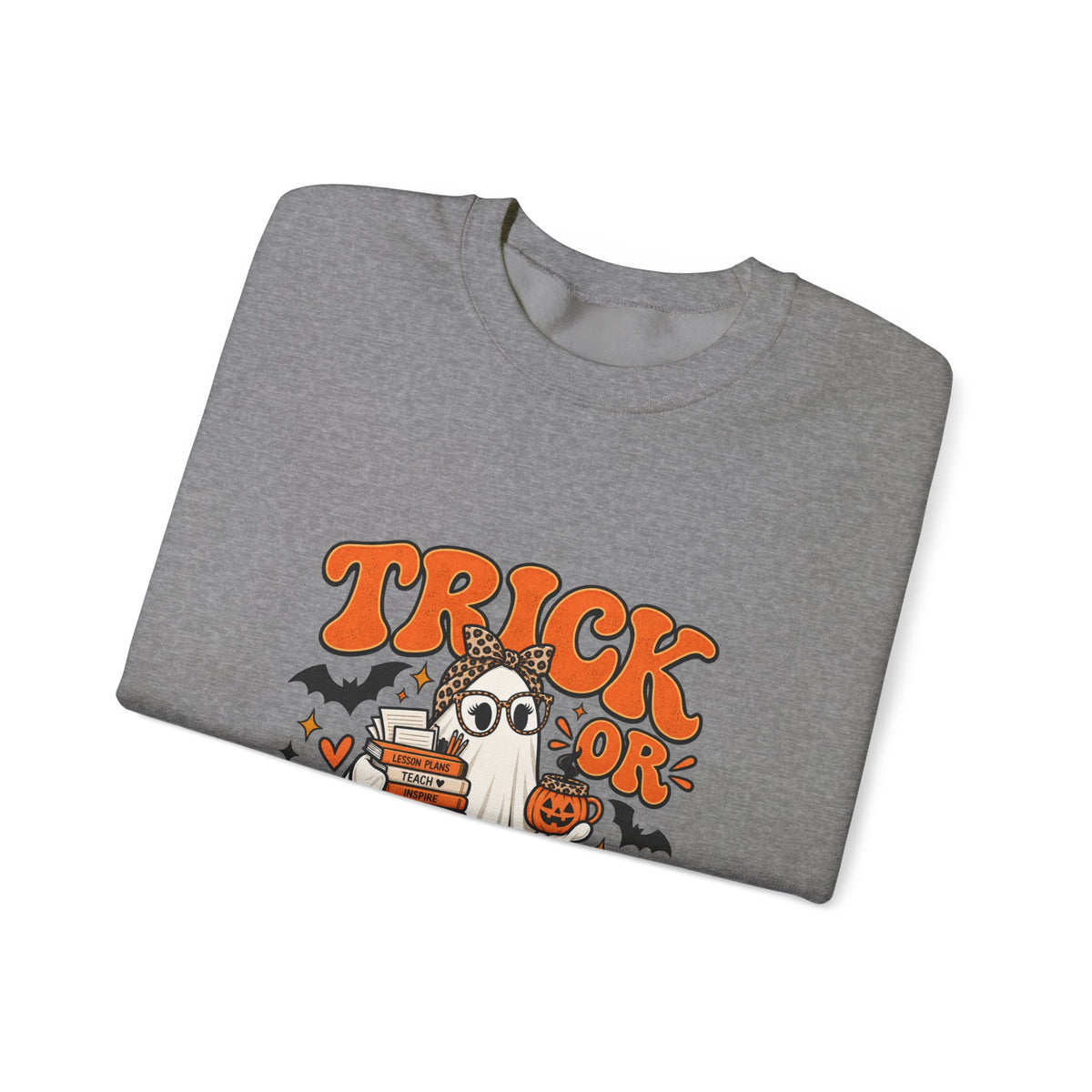 Trick or Teach Halloween Teacher Crewneck | Retro Ghost Sweatshirt