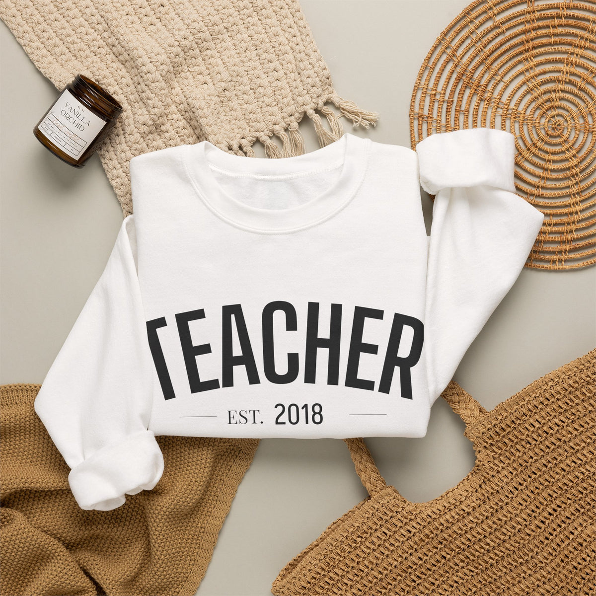 Personalized Teacher EST. Year Crewneck | Custom Teacher Sweatshirt