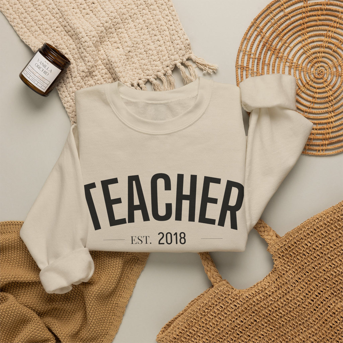 Personalized Teacher EST. Year Crewneck | Custom Teacher Sweatshirt