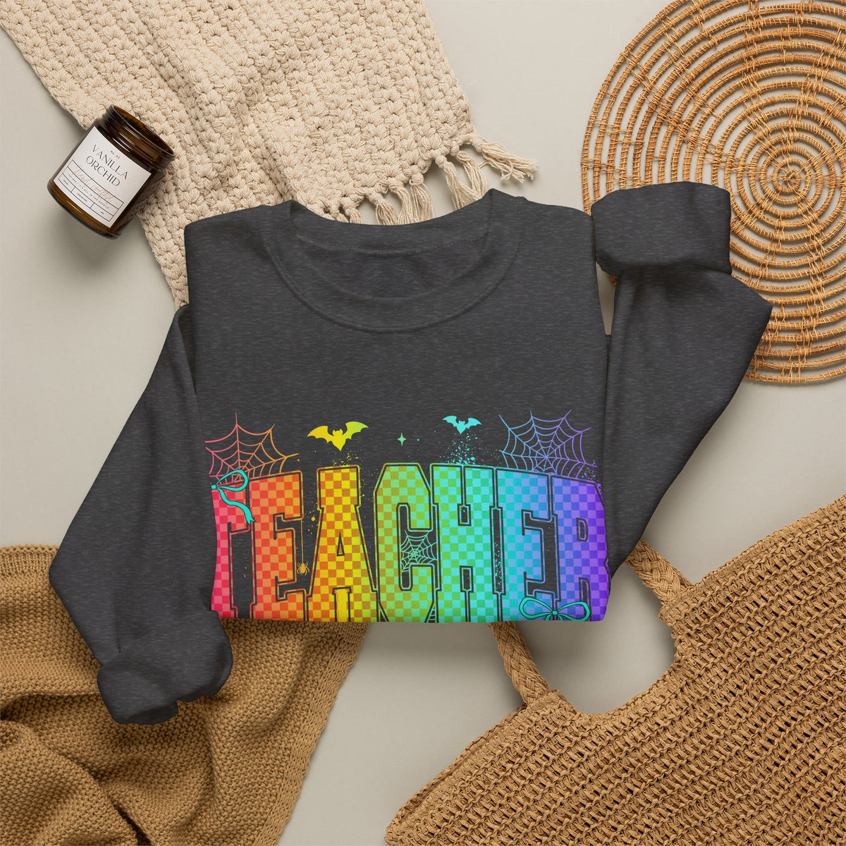 Teacher Rainbow Halloween Crewneck Sweatshirt