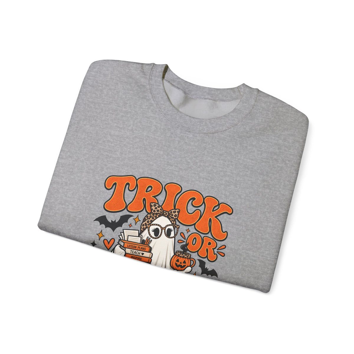 Trick or Teach Halloween Teacher Crewneck | Retro Ghost Sweatshirt